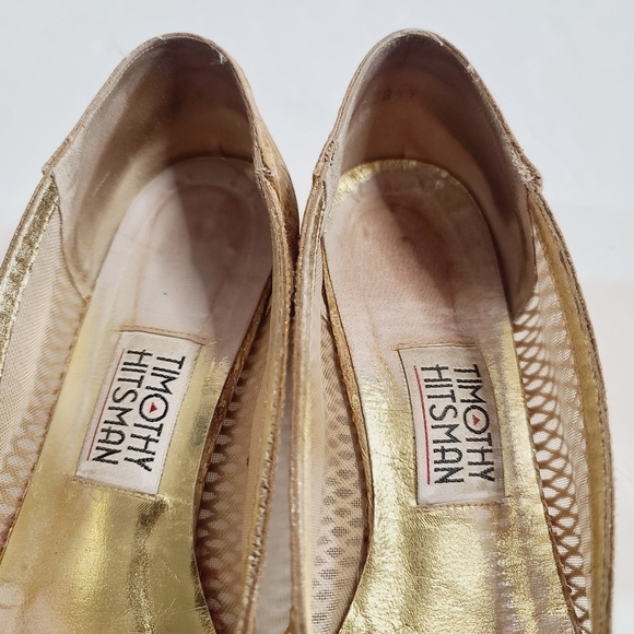 Vintage Timothy Hitsman Gold Mesh Block Heel Pumps size 10 - Picture 11 of 15